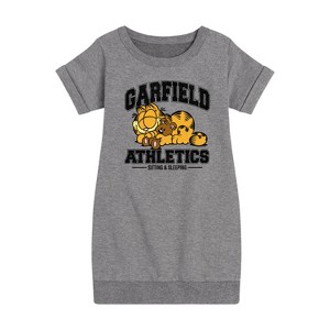 - Garfield - Sleeping Athletics Graphic Short Sleeve Fleece Dress - 1 of 4