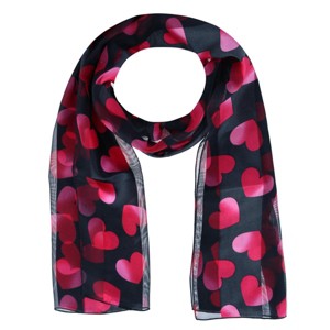 CTM Women's Lightweight Satin Valentine's Bold Heart Print Scarf - 1 of 4