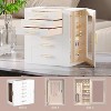 6-Layer Jewelry Organizer with Glass Lids, 5 Drawers & 2 Glass Doors, Large Display Storage Box for Women, White - 3 of 4