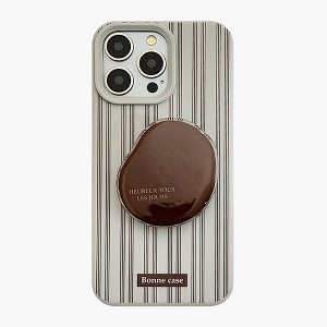 Alilang Striped Phone Case with Built In Phone Stand Raised Grip Accent  Glossy Finish Slim Protective Cover - Apple iPhone 16