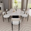 Modern 7-Piece Faux Marble Dining Table with Boucle Armless Chairs in Dining Room Set for Kitchen -Morden Fort - 3 of 4