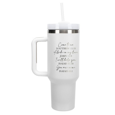 Elanze Designs Come To Me Abide In My Love His Word 40 oz. Stainless Steel, Large Water Bottle Coffee Mug, Spill & Leak Resistant, Thermal Travel