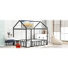 TIRAMISUBEST Metal House Bed Floor Bed with Fence and Roof Design, Twin/Full Size Montessori Bed House Floor Bed for Kids Teens - 3 of 4