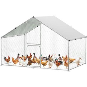 Chicken Coop Run,Large Walk-in Metal with Waterproof UV-Resistant Cover, Lockable Doors,Heavy-Duty Galvanized Steel Poultry Cage for Outdoor Backyard - 1 of 4