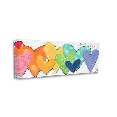 Patterned Hearts Multicolor Abstract Canvas Wall Art, 40" x 17"