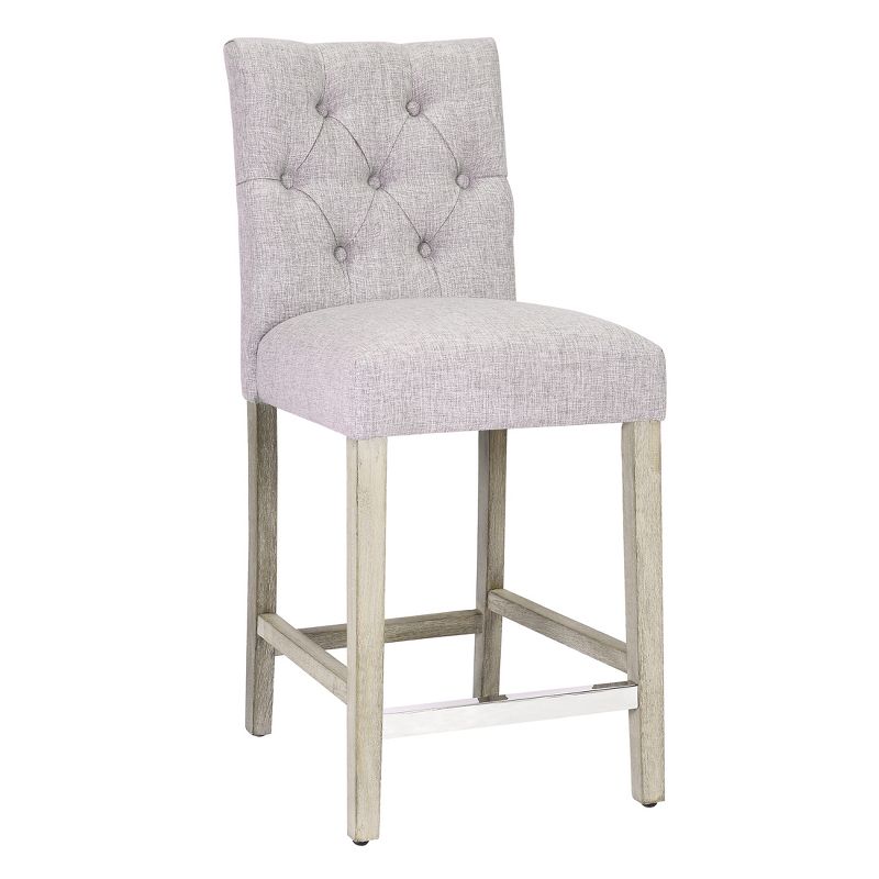 WestinTrends 24" Linen Fabric Tufted Counter Stool, 3 of 4