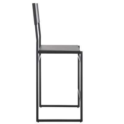 Layne Black Leather and Metal Minimalist Counter Stool