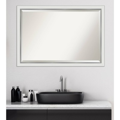 Eva Narrow White Silver Rectangular Bathroom Vanity Wall Mirror