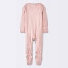 Baby Girls' 2pk Solid Wide Ribbed Sleep N' Play - Cloud Island™ Pink - 2 of 4
