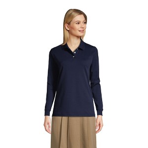 Lands' End School Uniform Women's Long Sleeve Interlock Polo Shirt - 1 of 4