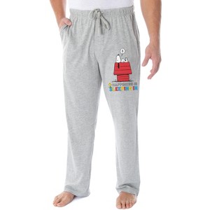 Peanuts Adult Snoopy Sleeping In Character Loungewear Sleep Pajama Pants Heather Grey - 1 of 3