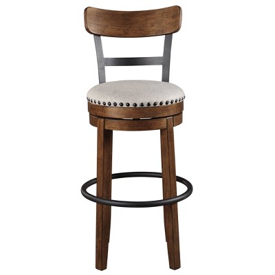 Rustic Brown 43" Industrial Swivel Barstool with Metal Base