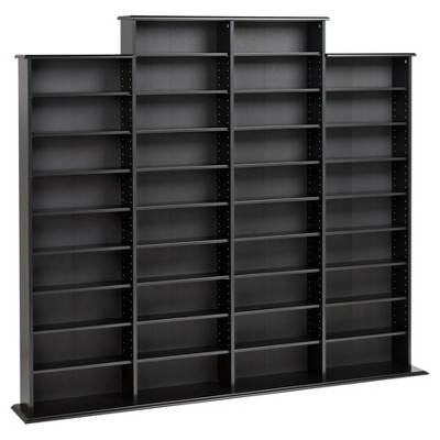 Prepac Grant Media Storage Rack Black: Holds 1520 CDs, 702 DVDs, 34 Adjustable Shelves, Wood Composite