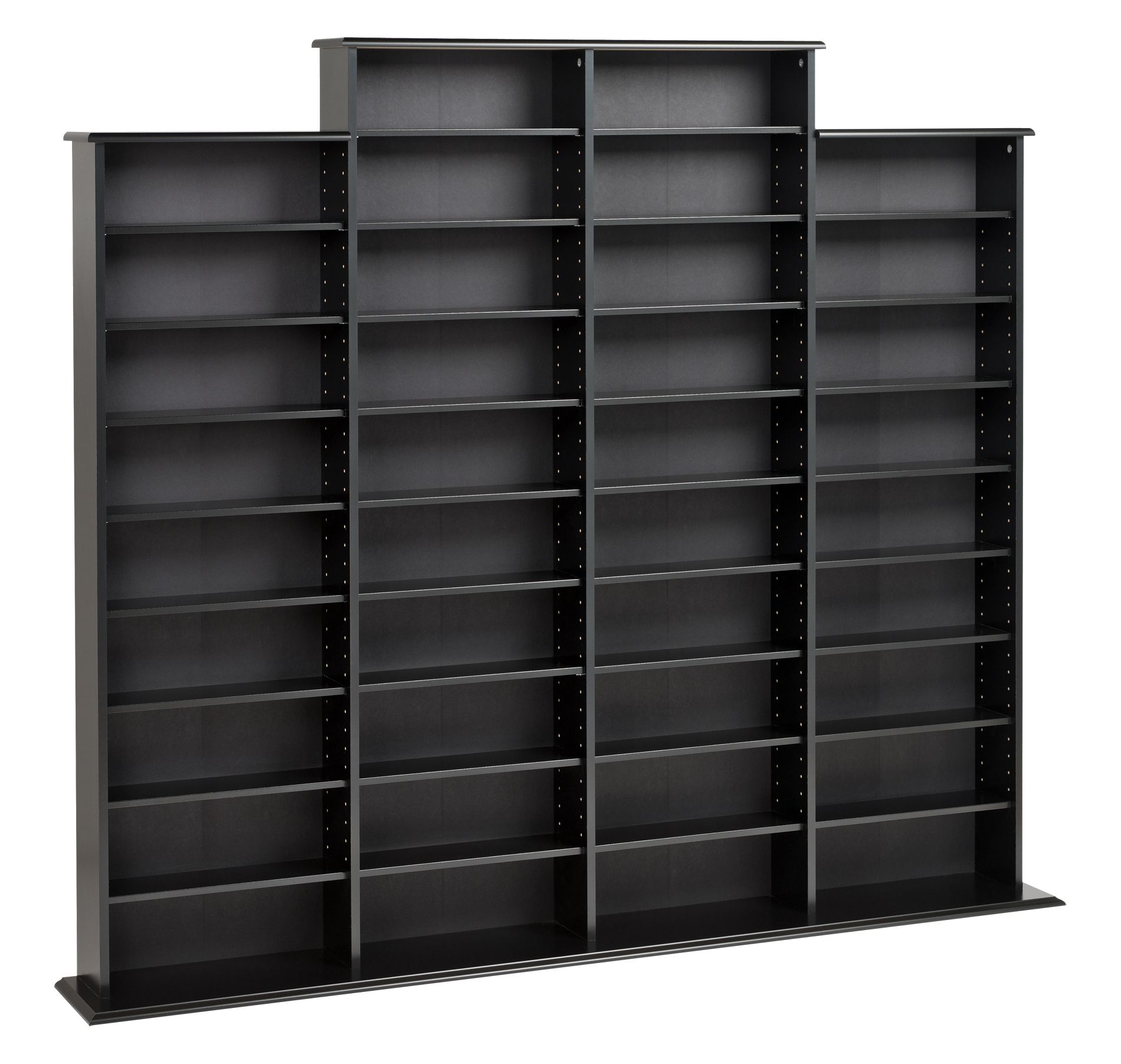 Prepac Grant Media Storage Rack Black: Holds 1520 CDs, 702 DVDs, 34 Adjustable Shelves, Wood Composite