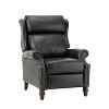 Ripheus Genuine Leather Manual Recliner with Nailhead Trims and Solid Wood Legs | KARAT HOME - 2 of 4