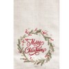 C&F Home 27" x 18" "Merry Christmas" Sentiment Holly Berry Winter Wreath Holiday Embellished Flour Sack Kitchen Dish Towel Decor - 2 of 4