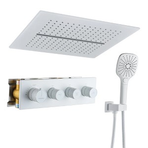 CASAINC 16 inches Ceiling Square Mounted Luxury Shower System with Handheld Spray & 5 Spray Pattern, Brushed Gold - 1 of 4