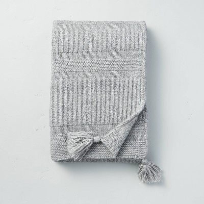 Textured Chunky Knit Throw Blanket Heather Gray - Hearth & Hand™ with Magnolia
