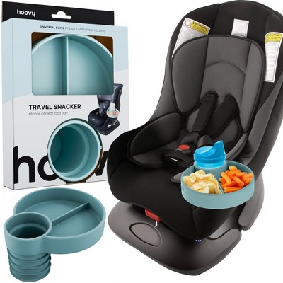 Hoovy Travel Silicone Cup Holder & Snack Tray Accessory for Car Seat, Booster Seat and Stroller- Teal