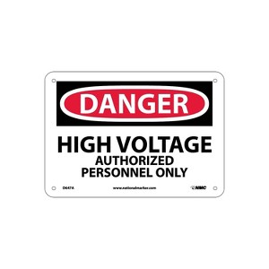 National Marker High Voltage Authorized Personnel Only 7X10 .040 Aluminum Danger Sign D647A - 1 of 1