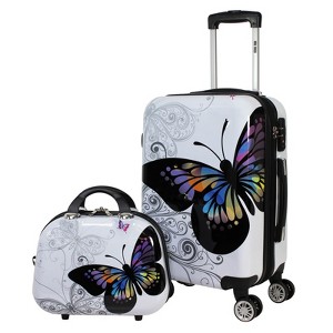 World Traveler Butterfly 2-piece Hardside Carry-on Spinner Luggage Set - 1 of 4