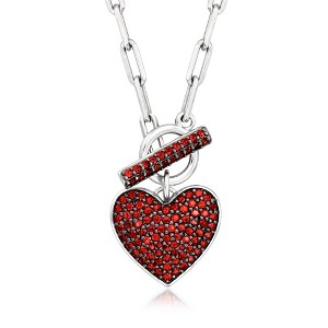 Ross-Simons 1.80 ct. t.w. Garnet Heart Toggle Necklace in Sterling Silver - 1 of 2