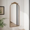 Wooakway 58" x 24" Bronze Vintage Arched Full Length Mirror with Ornate Carved Top Wall Mounted for Bedroom Living Room - 3 of 4
