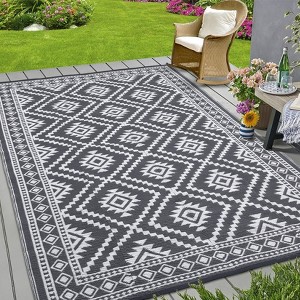 Outdoor Waterproof Rug Reversible Plastic Straw Rug, Modern UV Resistant Carpet Lightweight Floor Mat for Camping Beach Picnic Deck - 1 of 4