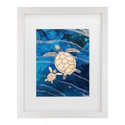 Trademark Fine Art - Sarah Manovski Gold Turtles Swimming Matted Framed 