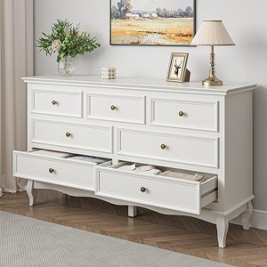 Heynemo Dresser for Bedroom, Modern 7 Drawer Dresser with Solid Wood Legs and Painted Finish, Ideal for Nursery, Living Room, Hallway - 1 of 4