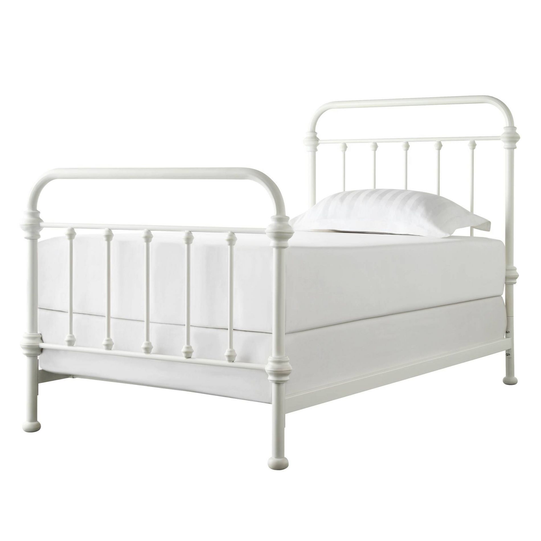 Twin Tilden Standard Metal Kids' Bed White - Inspire Q: Twin Bed Frame, Kids Bedroom Furniture, Metal Headboard