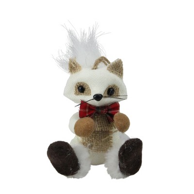 Melrose 5" Mini Sitting Winter Fox Christmas Ornament - White/Beige