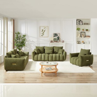 Kumasinova Premium Teddy Fleece Lounge Chair, Plush Single Sofa Chair with Pillow, Sturdy Wood Frame, Upholstered Couches for Living Room