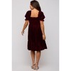 Pinkblush Burgundy Velvet Smocked Puff Sleeve Maternity Dress - 4 of 4