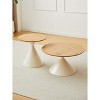 Dexmalle French Elegant Round Coffee Table White+Wood 2 sets - 2 of 4