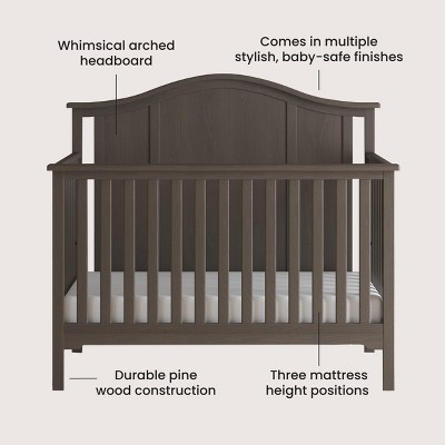 Gray Wooden Convertible Crib and Changing Table Set