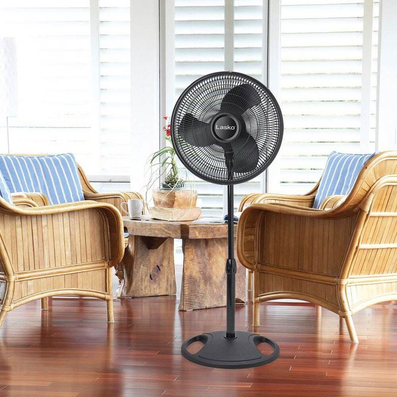 Lasko 2520 16 Inch 3-Speed Quiet Adjustable Tilting Wide-Area Oscillating Standing Pedestal Fan for Bedroom, Kitchen, Home, and Office, Black (2 Pack), 5 of 7