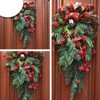 Christmas Day decoration wreath,reddish brown bow,berry clock,door decoration,festive atmosphere,wall decoration,seasonal accessories - 2 of 4