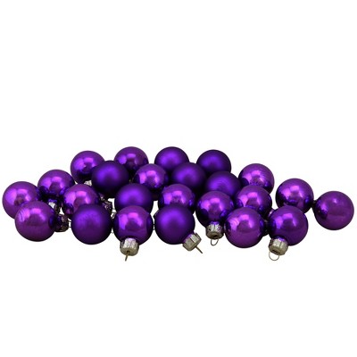 Northlight 24ct Purple 2-Finish Christmas Ball Ornaments 1" (25mm)