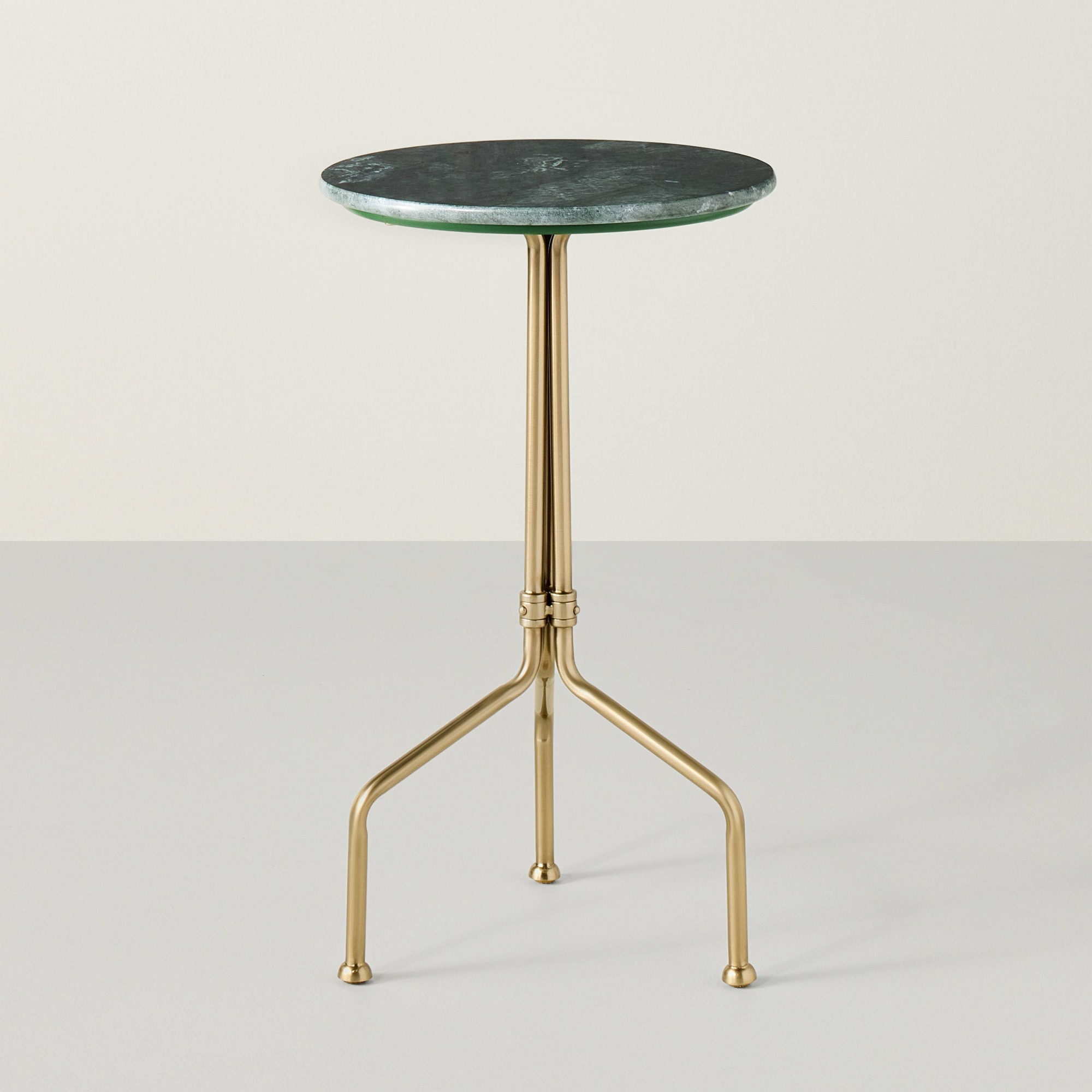 Marble and Brass Accent Side Drink Table - Green - Hearth & Hand™ with Magnolia: Farmhouse Round End Table, Iron Frame