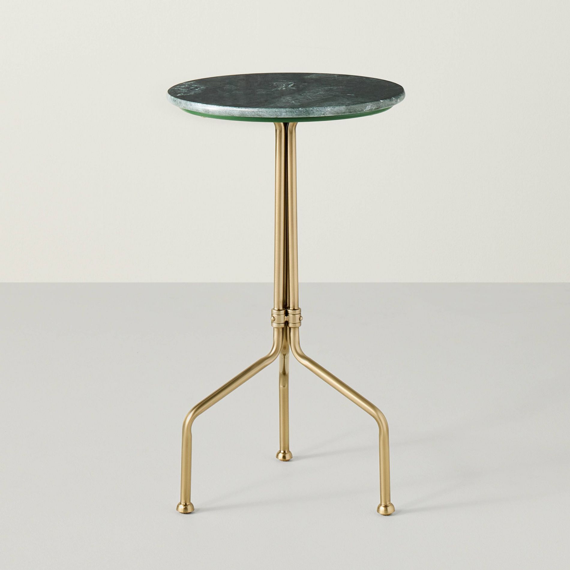 Marble and Brass Accent Side Drink Table - Green - Hearth & Hand™ with Magnolia: Farmhouse Round End Table, Iron Frame