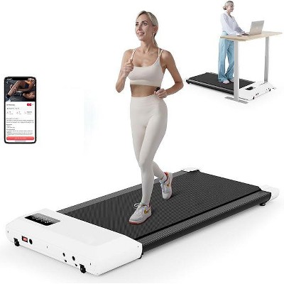 Deerrun Walking Pad, 90CM Long Belt Small Treadmill 0.6-3.8mph,265~300 lbs,1.5 horsepower motor (white)