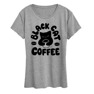 Women's - Instant Message - Black Cat Coffee Short Sleeve Graphic T-Shirt - 1 of 4