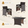 Costway 3 PCS Wicker Bistro Set Balcony Furniture Set with Tempered Glass Dining Table - 3 of 4