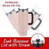 Brentwood 40-Oz. Insulated Stainless Steel Tumbler Cup with Handle, Lid, and Straw, Black - 3 of 4