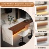 Modern Black Kitchen Island Dining Table with LED Lights and 2 Brown Bar Stools, Faux Marble Counter Height Set for Eat-in Kitchen-3irtyhousy - 3 of 4