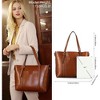 Leather Tote Bag Soft Handbags Vintage Shoulder Purses Fashion Large Capacity - 2 of 4