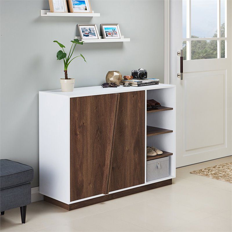 Vega Modern 4-Shelf Wood Shoe Cabinet in White - Furniture of America, 2 of 6