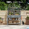 Whisen 64.9"H Outdoor Potting Bench Table with Lockable Wheels, Solid Wood Outdoor Kitchen Island with Upper Hutch and Towel Rack - 2 of 4