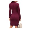Coolmee Work Midi Dresses for Women Long Sleeve Elegant Wrap Business Church Office Sheath Dress with Button - 2 of 4